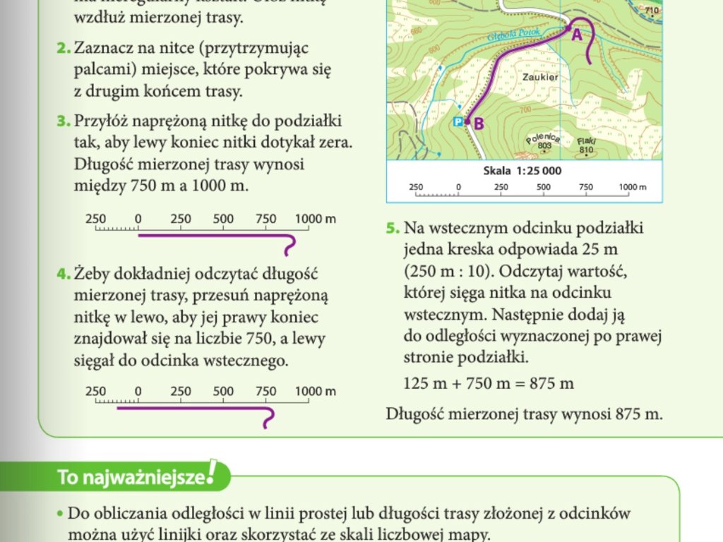 ustal jaka długość w terenie ma fragment drogi miedzy przelacza owiec a punktem a - załącznik 1