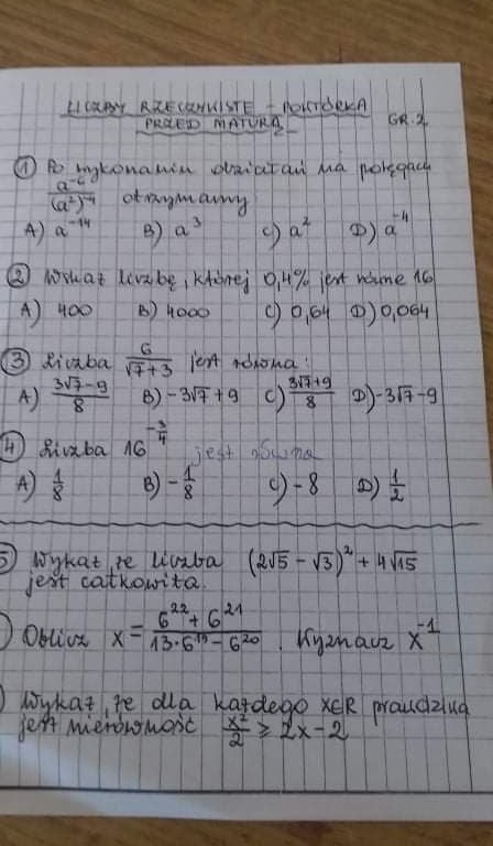 6.oblicz (6^22+6^21)/(13*6^14-6^20) wyznacz x^-1 - załącznik 1