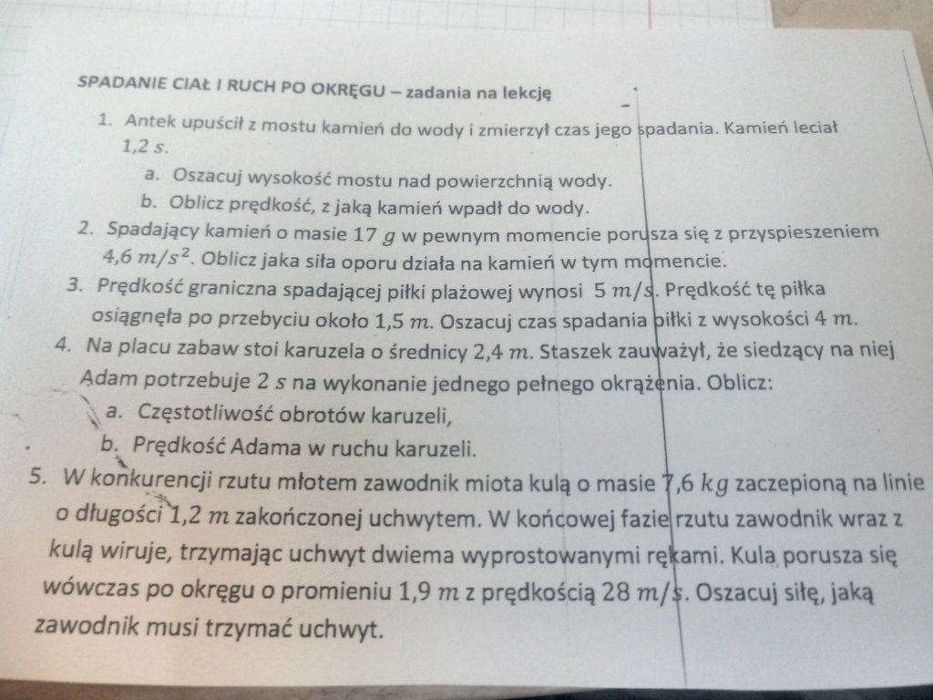 Spróbuję ktoś zrobić te zadania? - załącznik 1