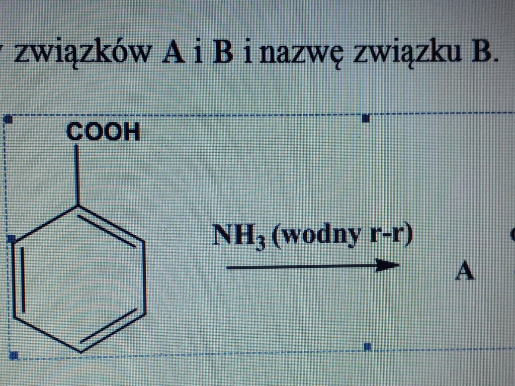 Pisać wzory związków A i B i nazwę związku B - załącznik 1