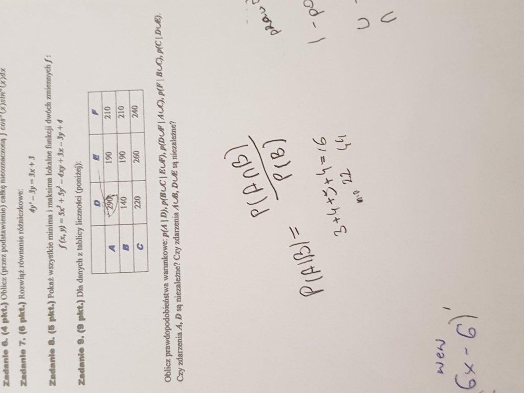 Prosze o pomoc w zadaniu 9 z prawdopodobienstwa. Jak odczytywac ta tabele? - załącznik 1