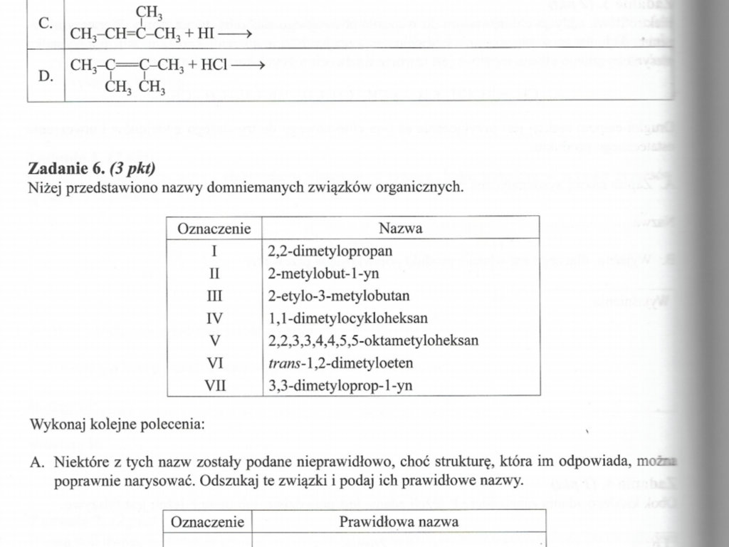 Zapisz wzory grupowe głównych produktów reakcji - załącznik 1