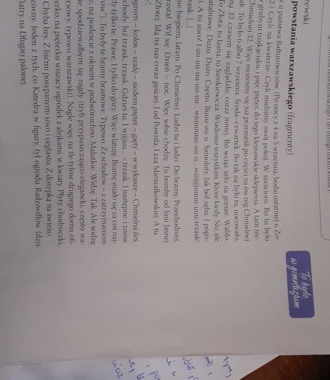 Zinterpretuj fragment "Pamiętnik z powstania warszawskiego" - załącznik 1