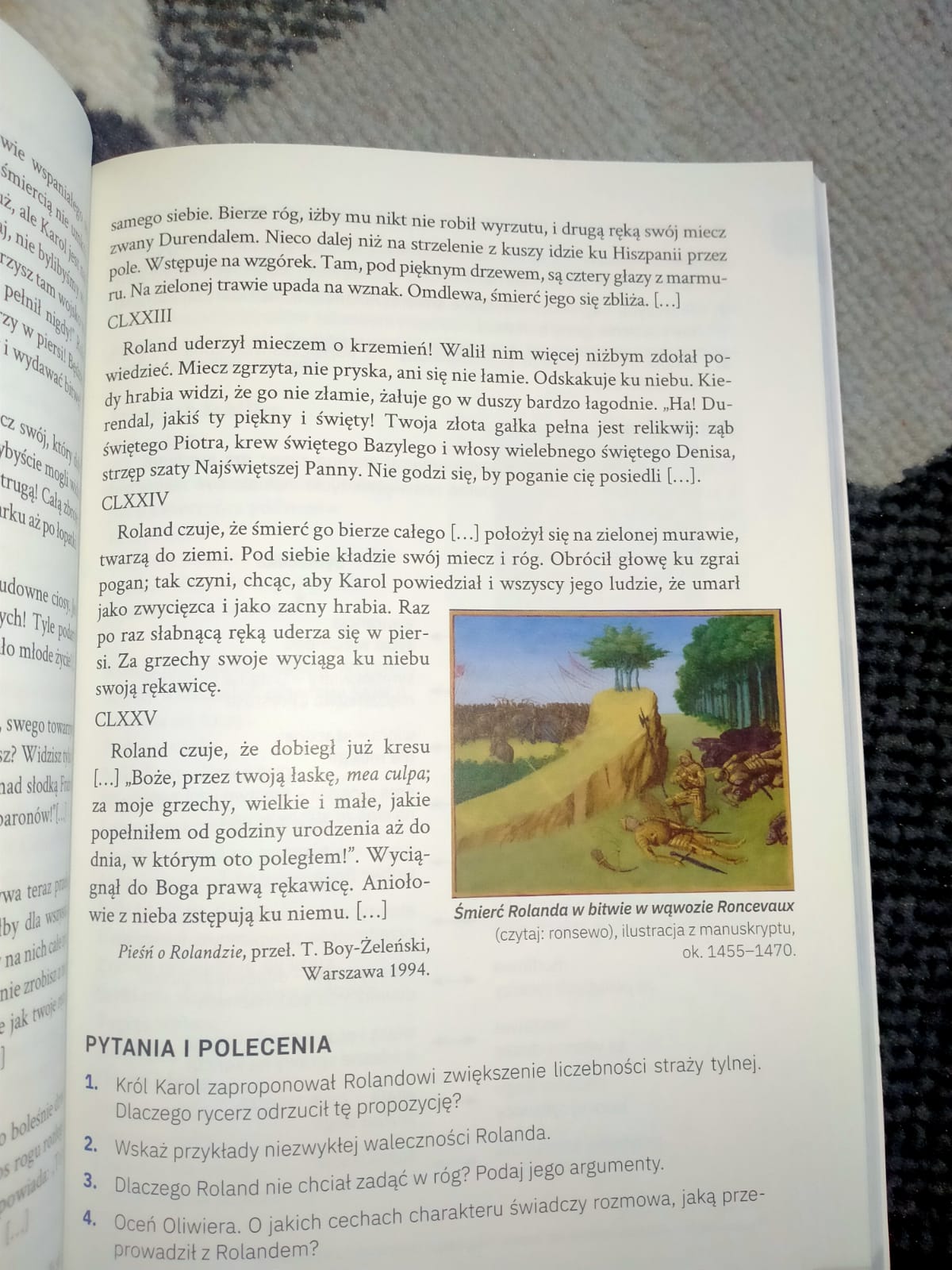 Pieśń O Spustoszeniu Podola Interpretacja opowiedz fragment "Pieśni o Rolandzie" z podręcznika z punktu widzenia