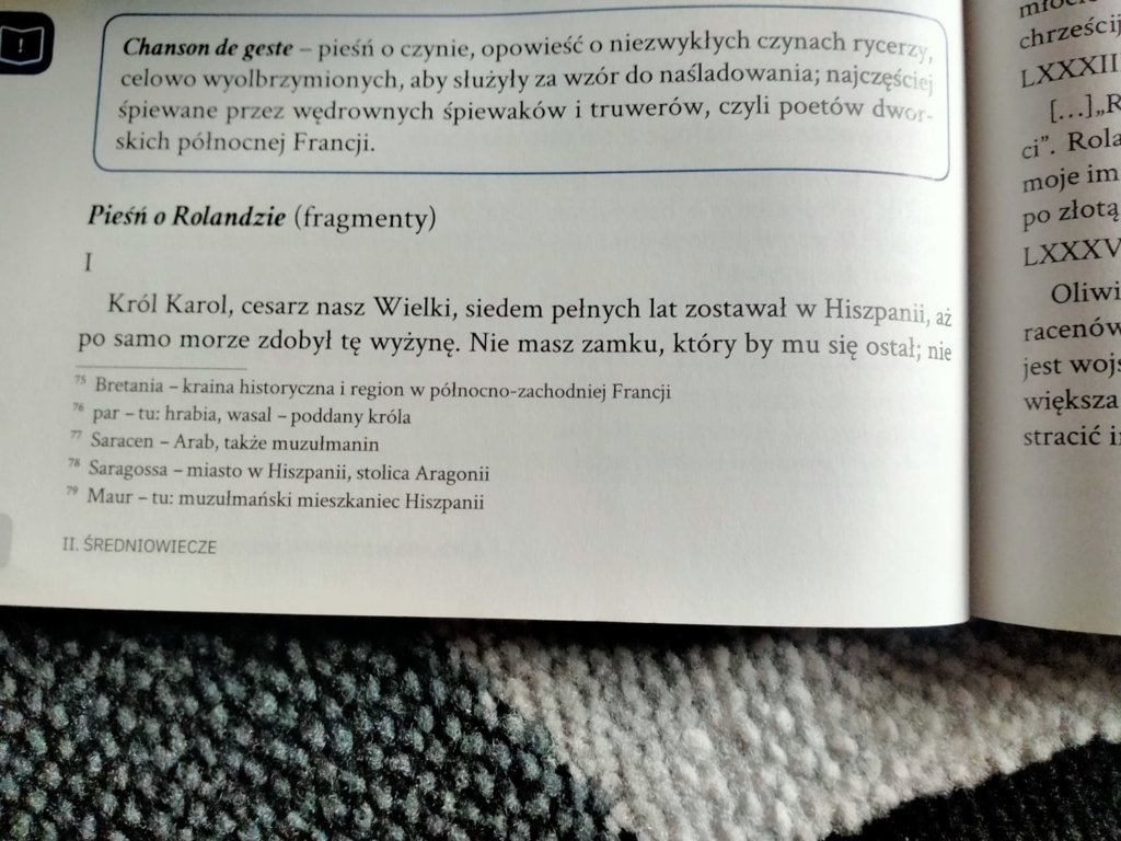 opowiedz fragment "Pieśni o Rolandzie" z podręcznika z punktu widzenia Oliwiera. W pierwszej - załącznik 1