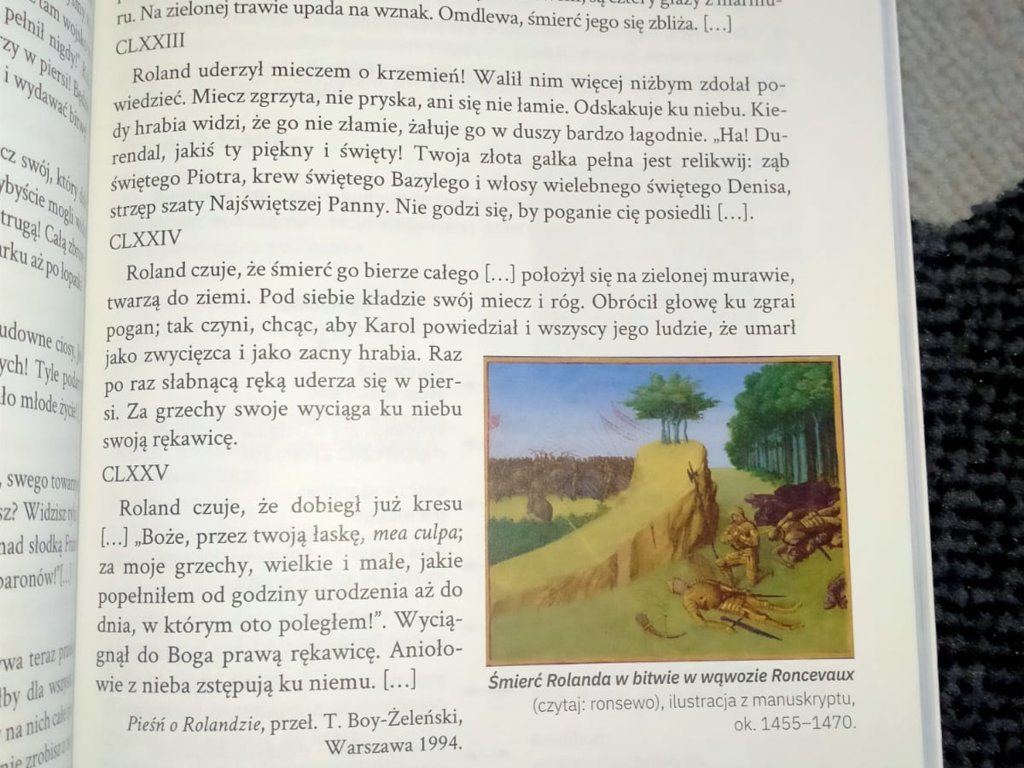 opowiedz fragment "Pieśni o Rolandzie" z podręcznika z punktu widzenia Oliwiera. W pierwszej - załącznik 4