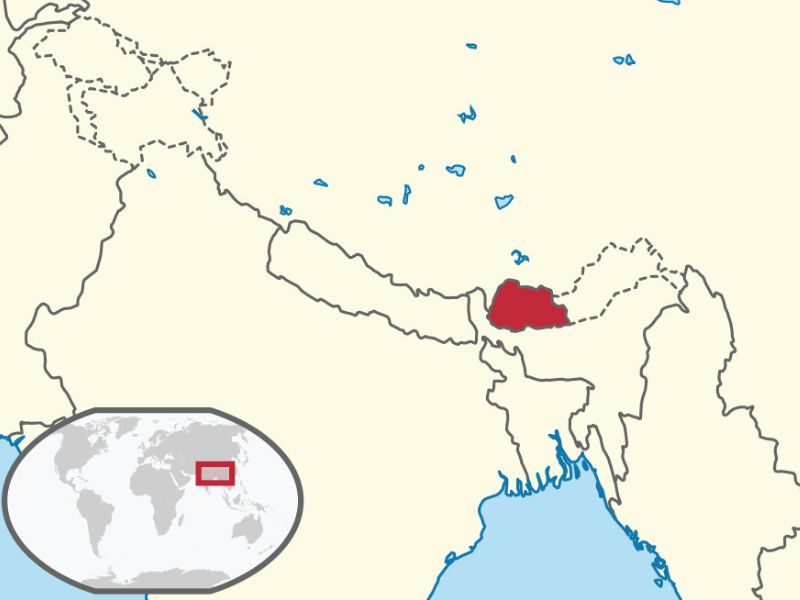 Bhutan, położenie, mapa