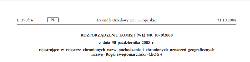 rogal świętomarciński unia europejska