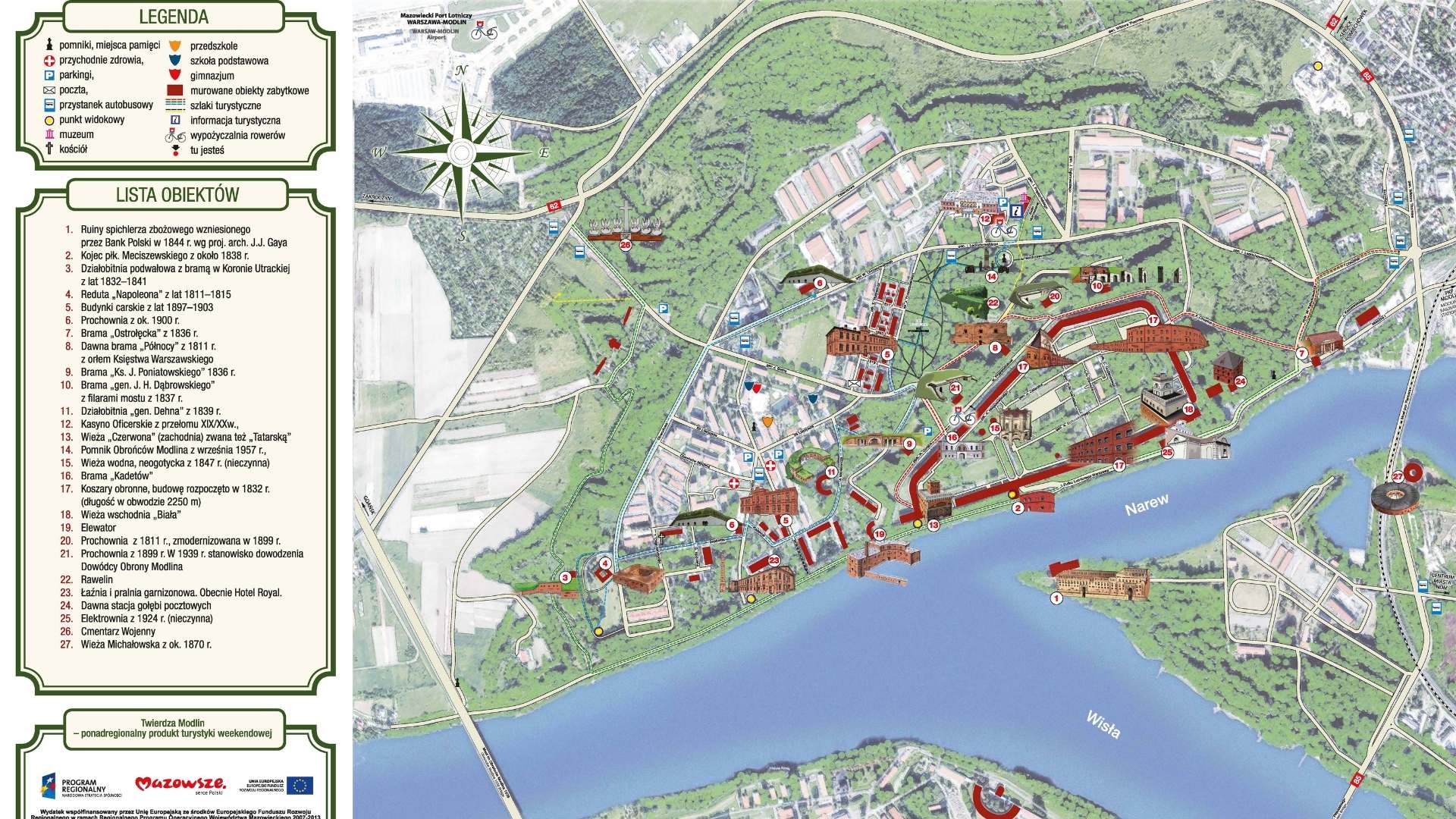 mapa turystyczna twierdza modlin