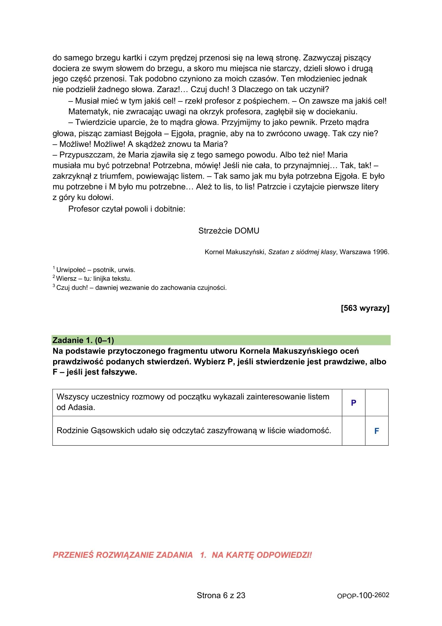 Próbny egzamin ósmoklasisty 2026 odpowiedzi rozwiązania