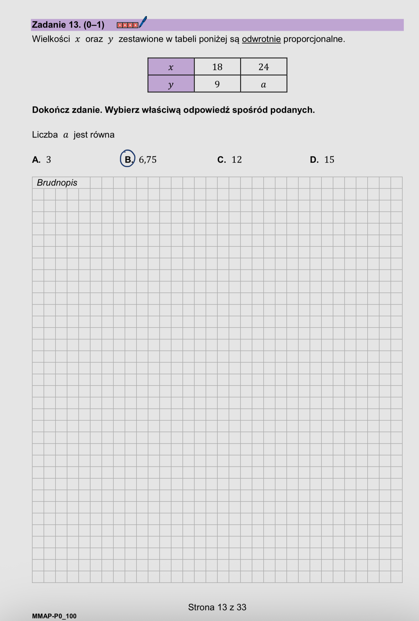 Próbna matura z matematyki - odpowiedzi