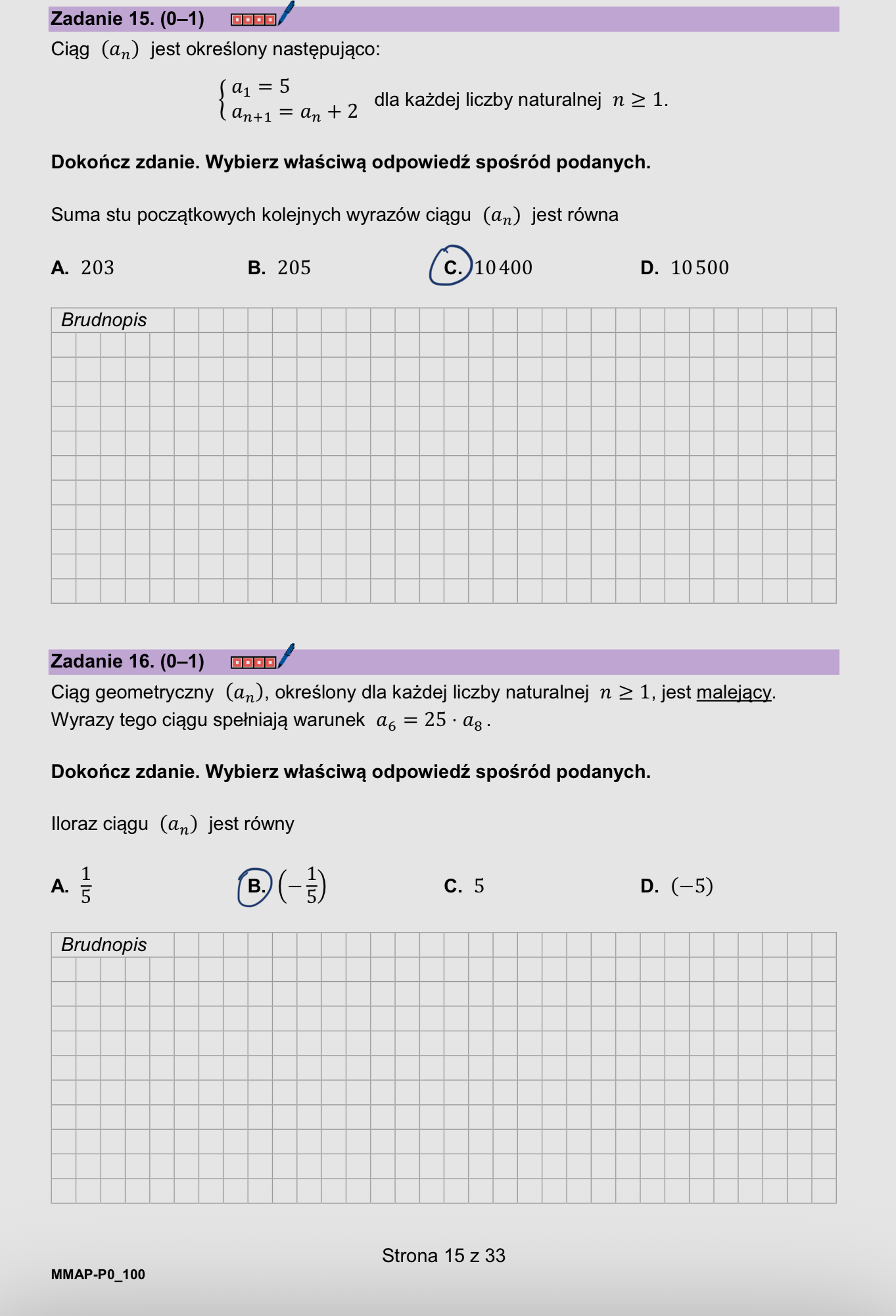 Próbna matura z matematyki - odpowiedzi