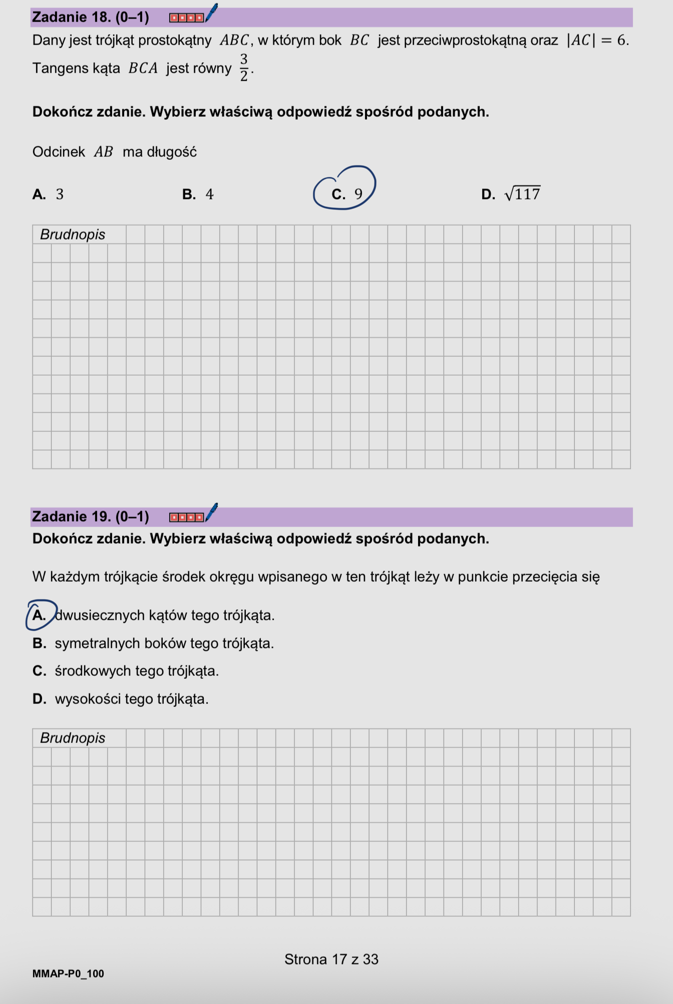 Próbna matura z matematyki - odpowiedzi