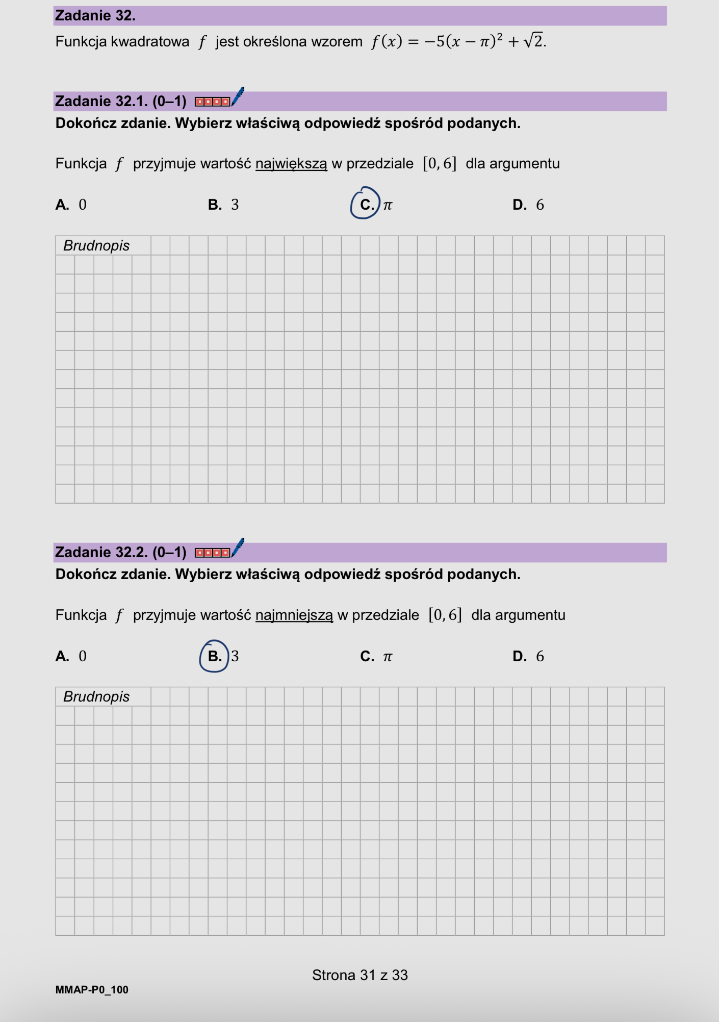Próbna matura z matematyki - odpowiedzi
