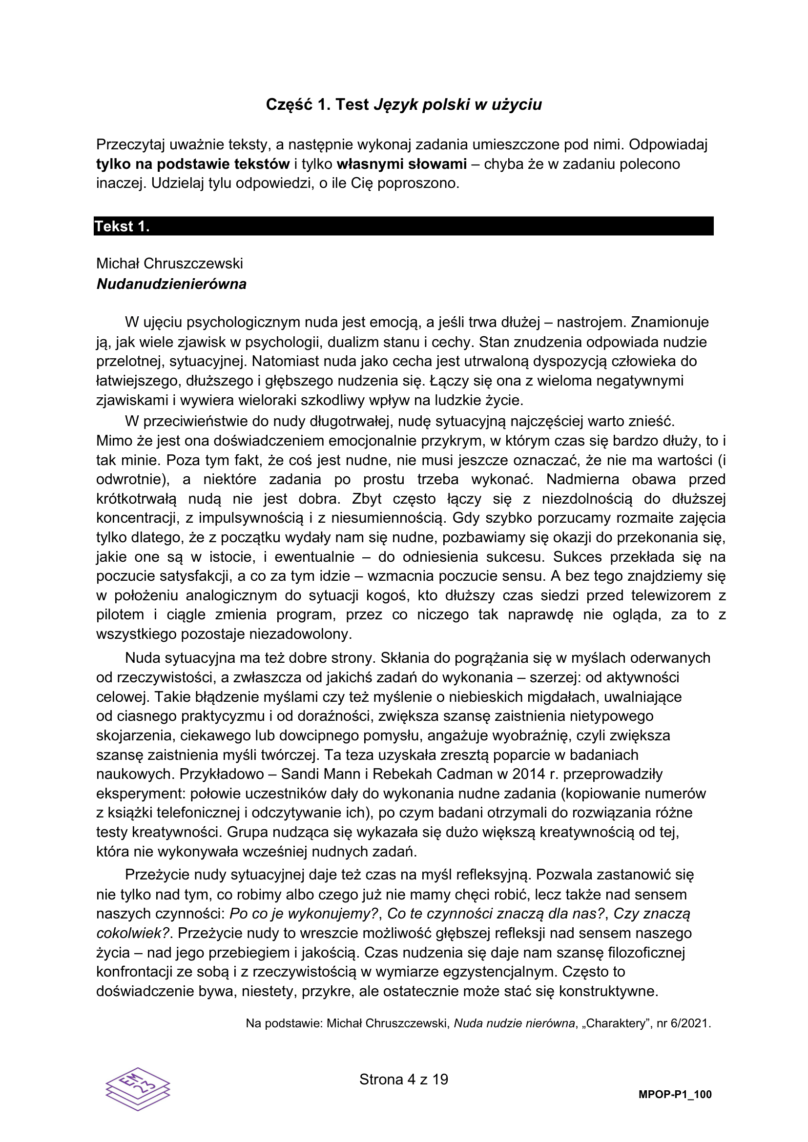 Matura próbna marzec 2026. Język polski, poziom podstawowy – strona 4