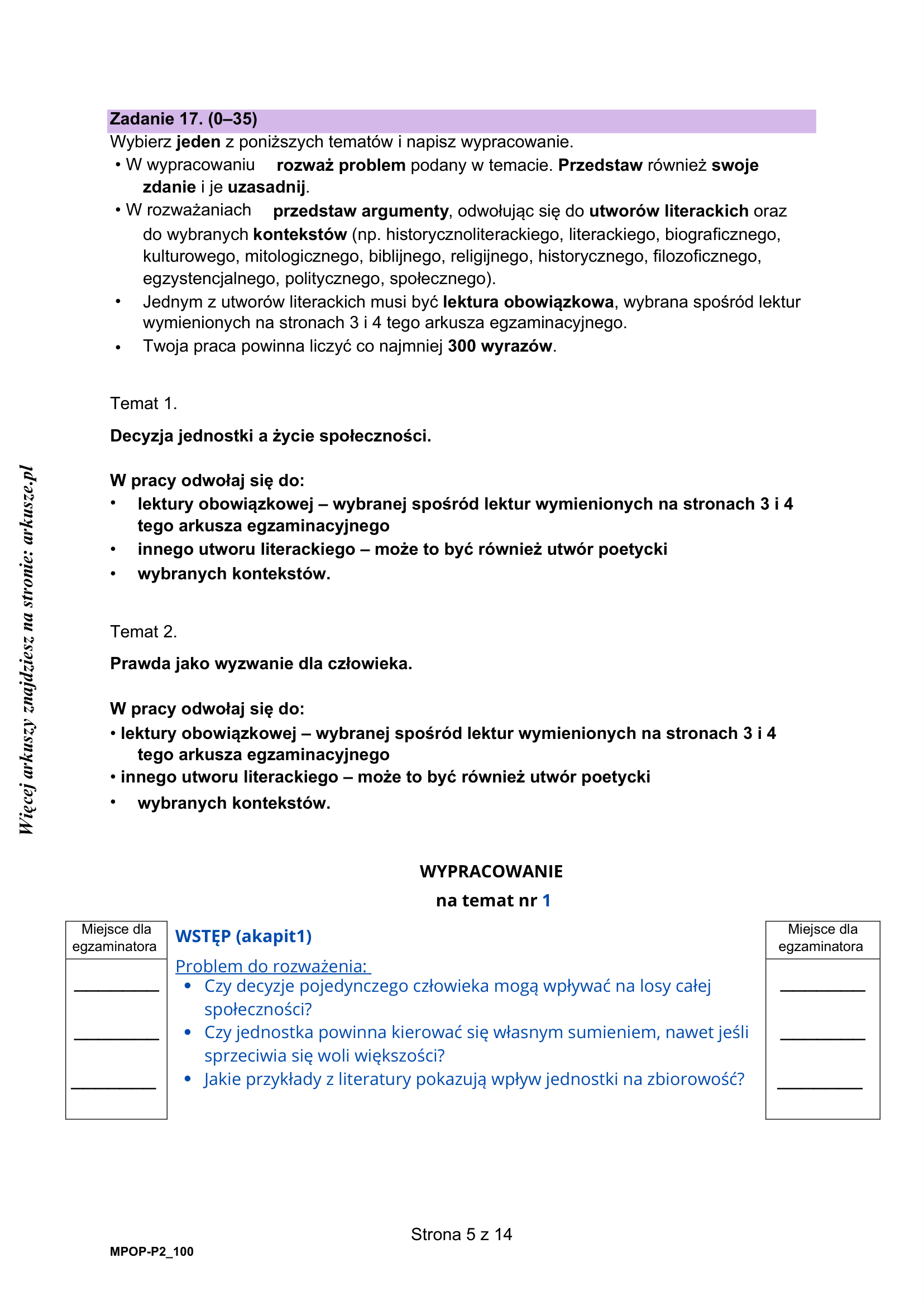 Matura próbna marzec 2026. Język polski, poziom podstawowy – wypracowanie, strona 5