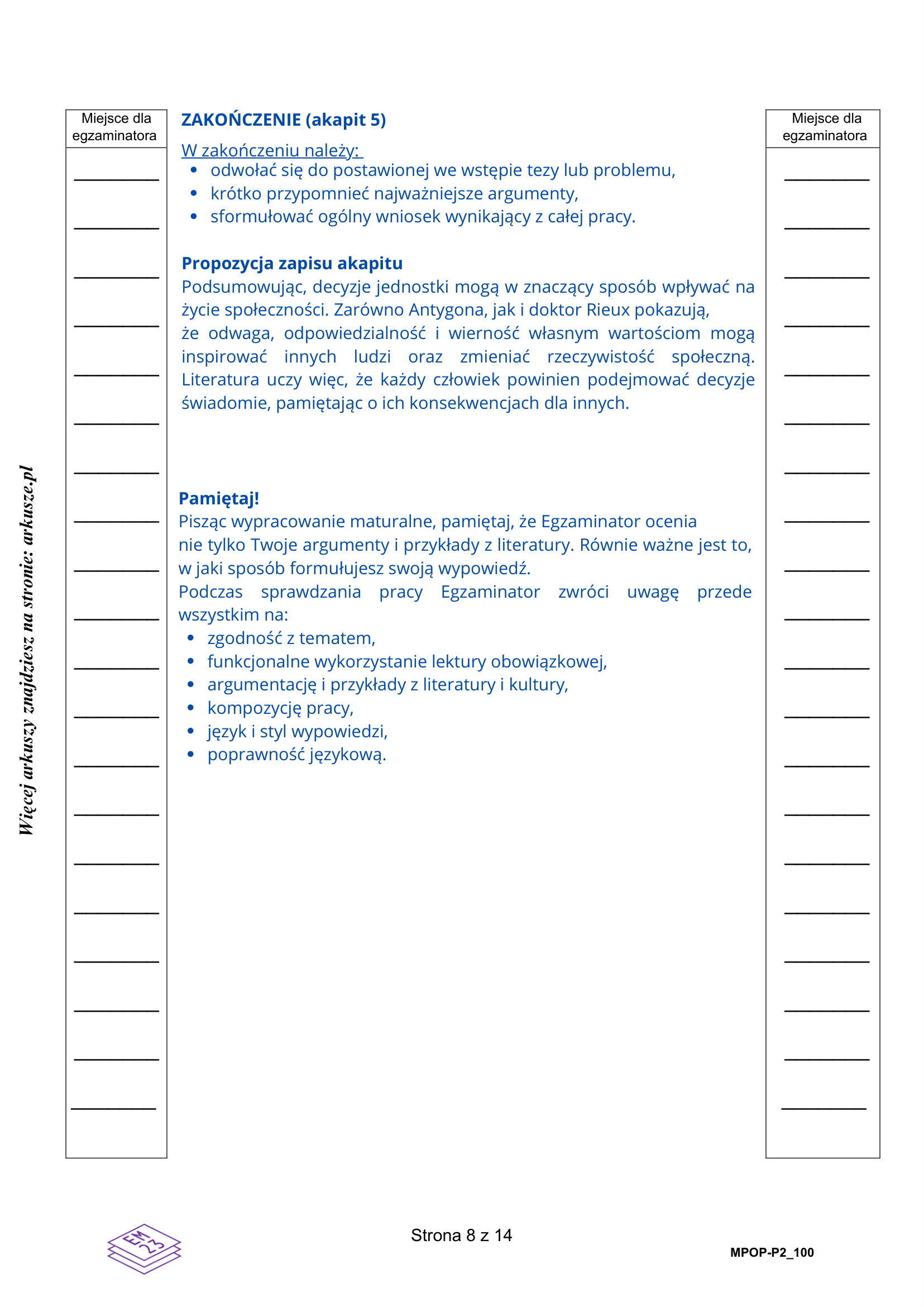 Matura próbna marzec 2026. Język polski, poziom podstawowy – wypracowanie, strona 8
