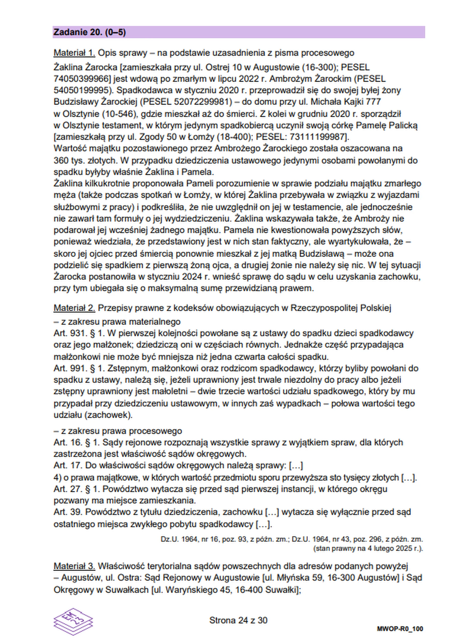 Matura maj 2025. WOS, poziom rozszerzony – strona 23