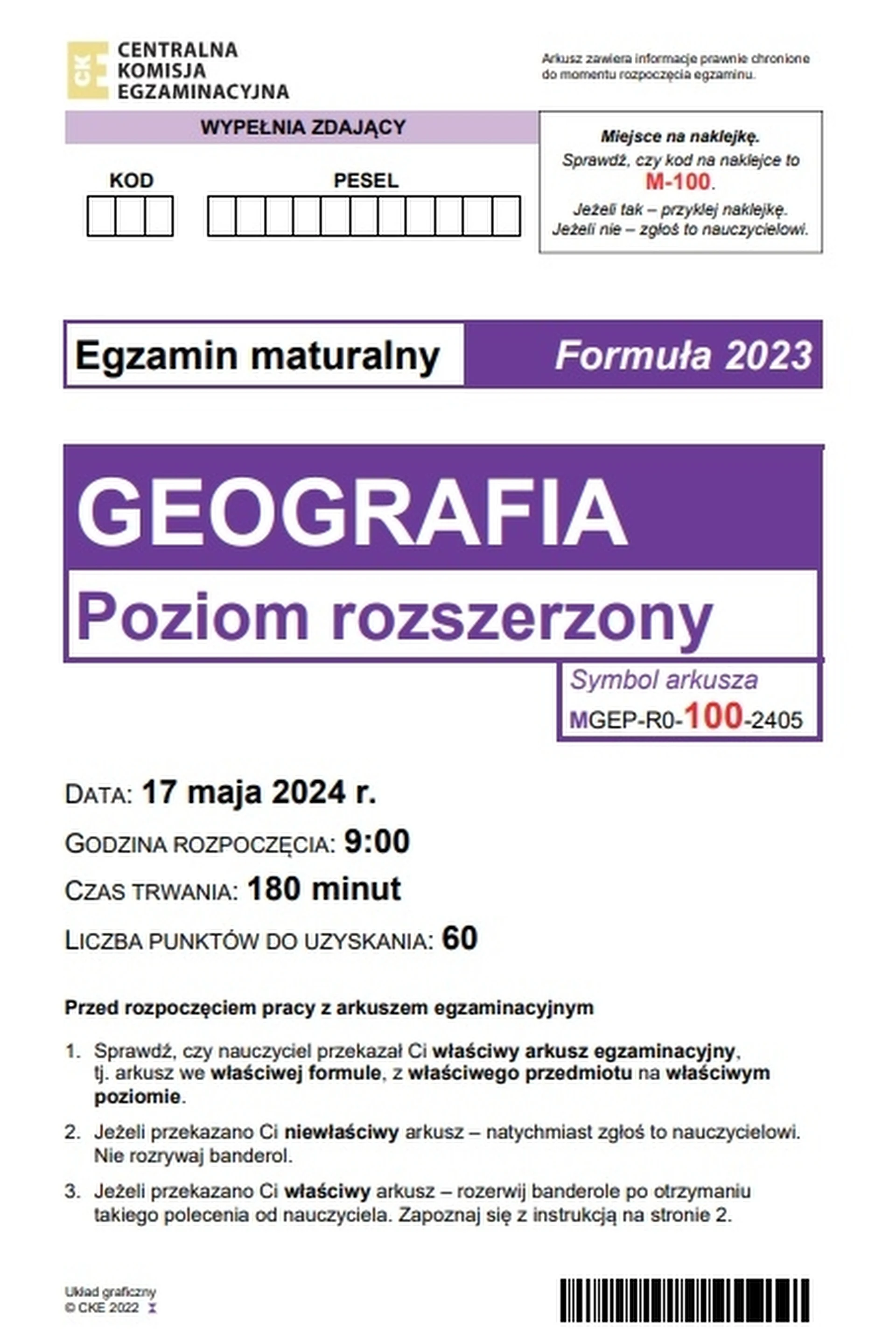 Matura maj 2024. Geografia, poziom rozszerzony – strona 1 