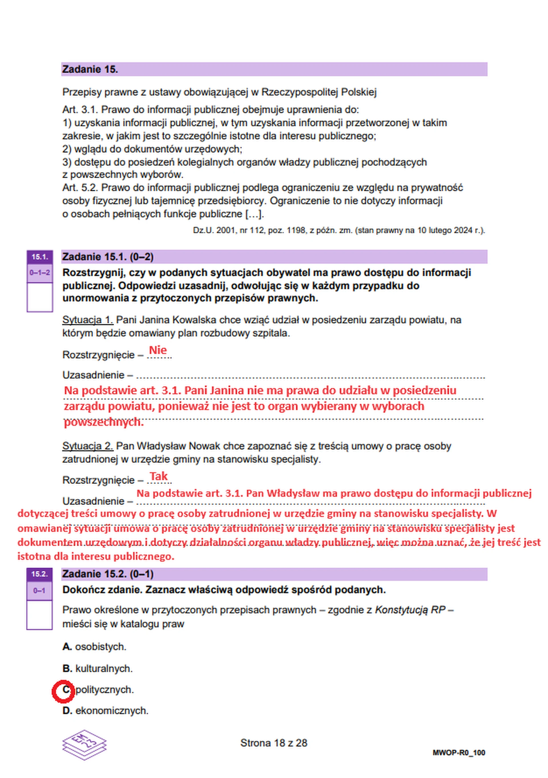 Matura maj 2024. WOS, poziom rozszerzony – strona 16