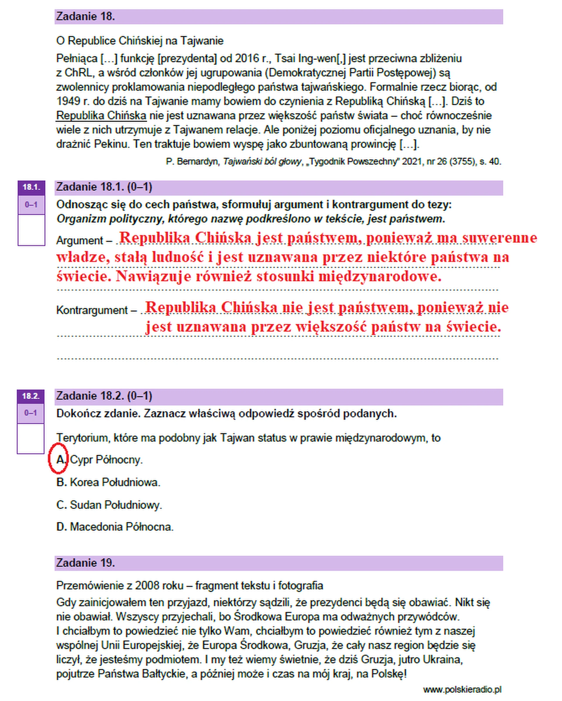 Matura maj 2023. WOS, poziom rozszerzony – strona 20