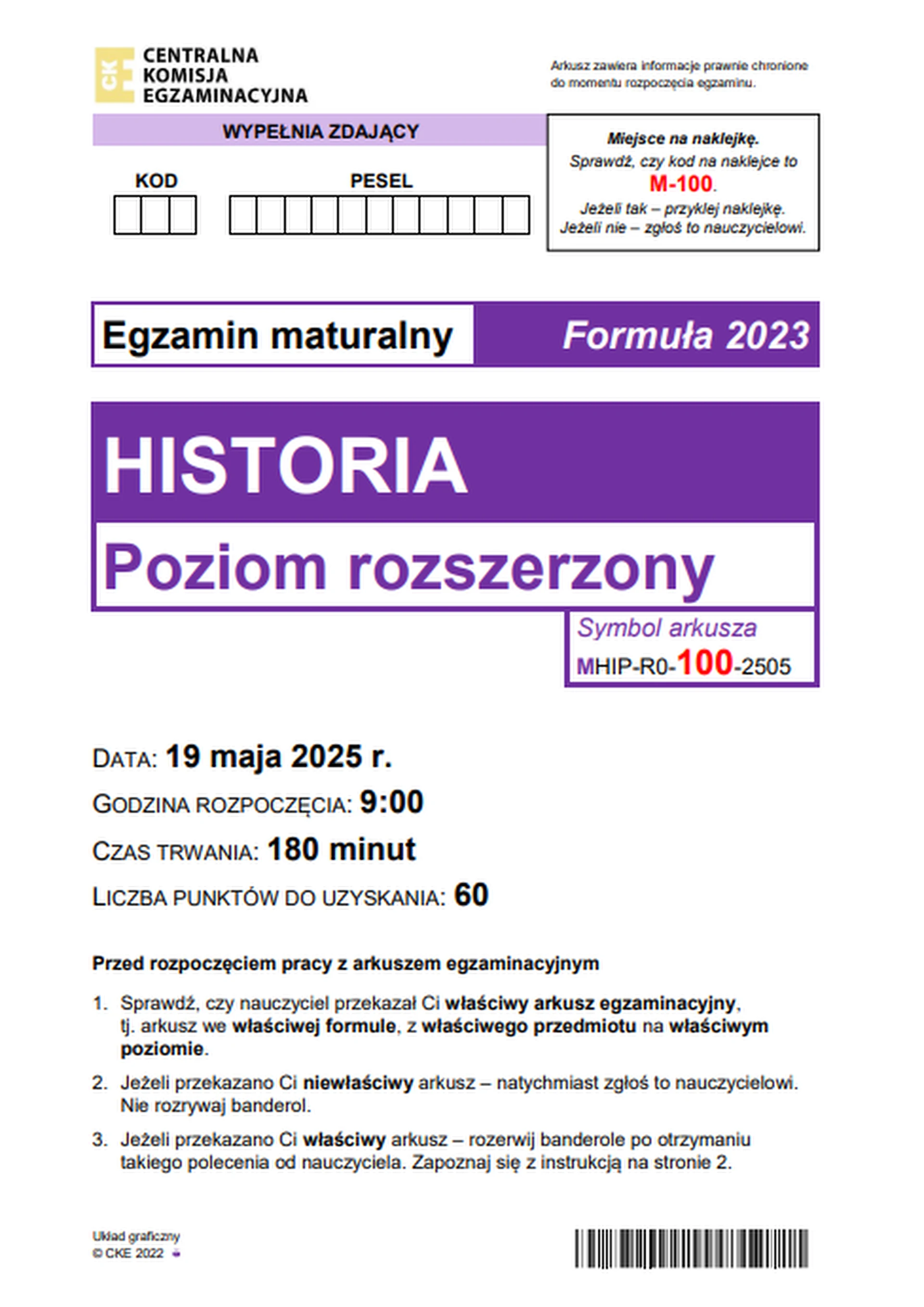 Matura maj 2025. Historia, poziom rozszerzony – strona 1  