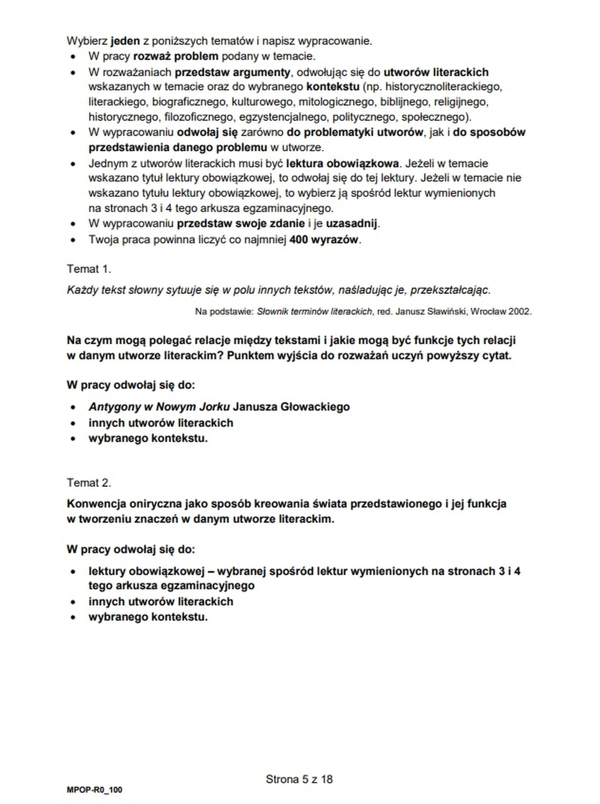 Matura maj 2025. Język polski, poziom rozszerzony – strona 5