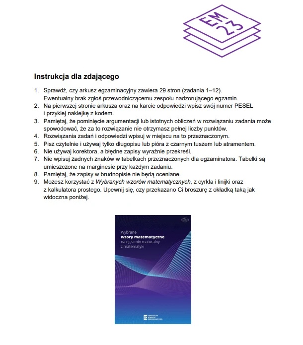 Matura maj 2025. Matematyka, poziom rozszerzony – strona 2