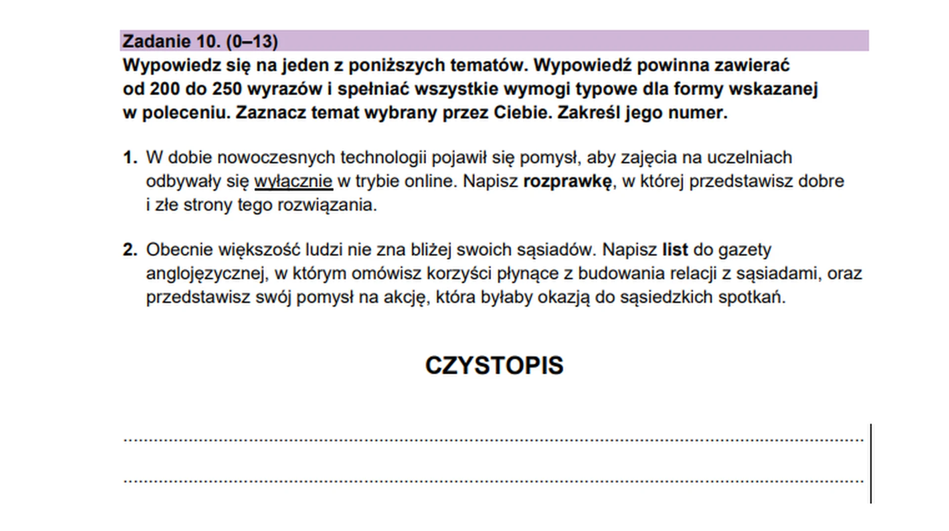 Matura maj 2025. Język polski, poziom podstawowy – strona 1