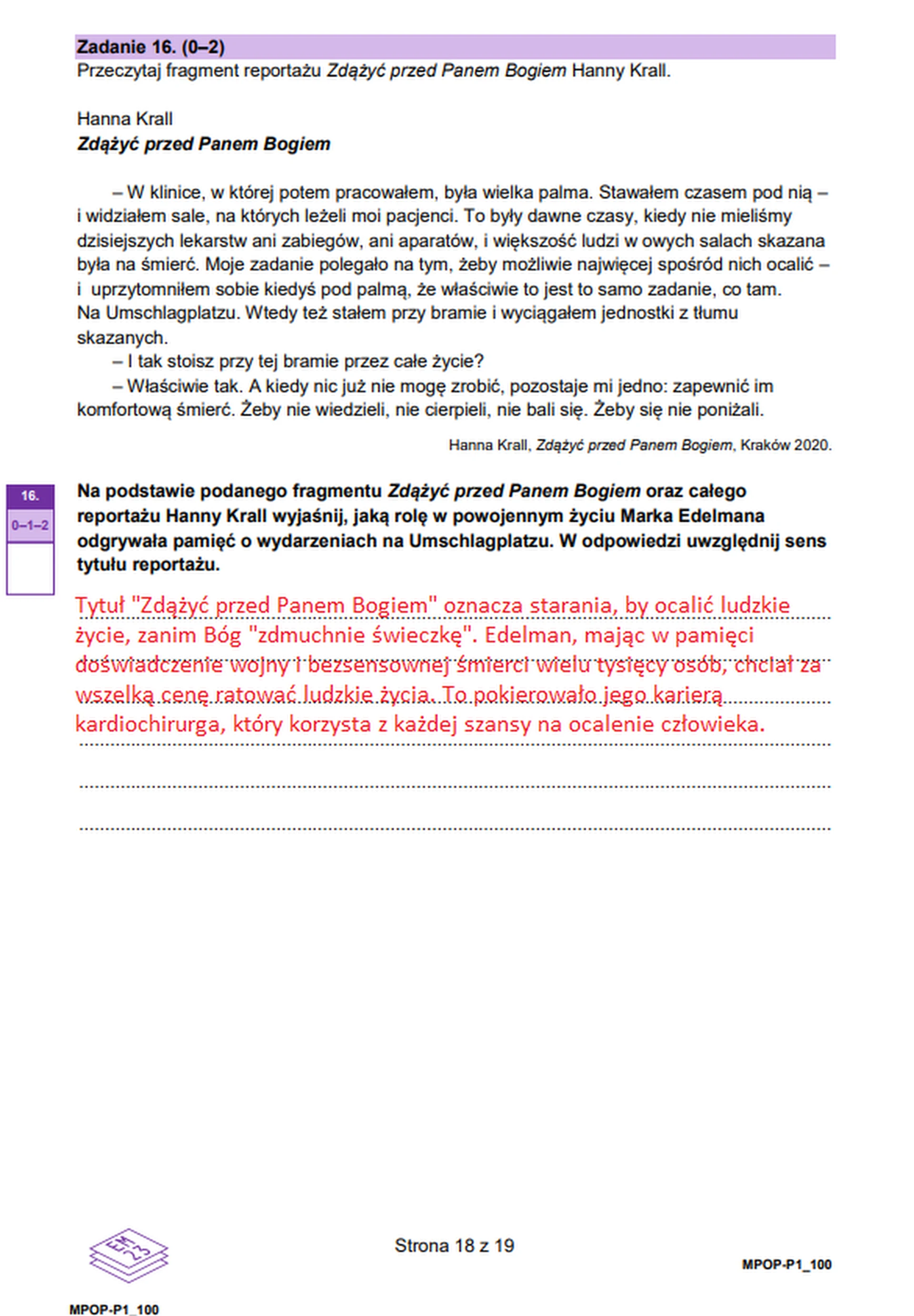 Matura maj 2024. Język polski, poziom podstawowy – strona 18