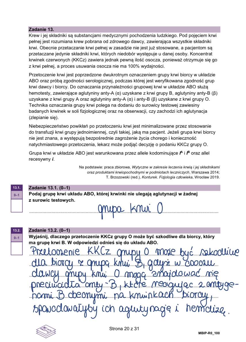Matura styczeń 2026. Biologia, poziom rozszerzony – strona 20