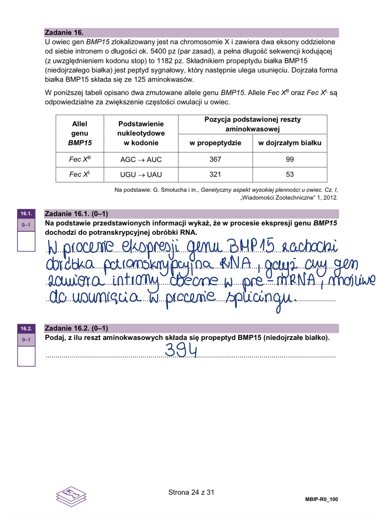Matura styczeń 2026. Biologia, poziom rozszerzony – strona 24