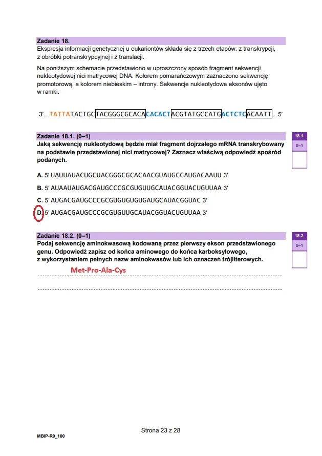 Matura maj 2024. Biologia, poziom rozszerzony – strona 23