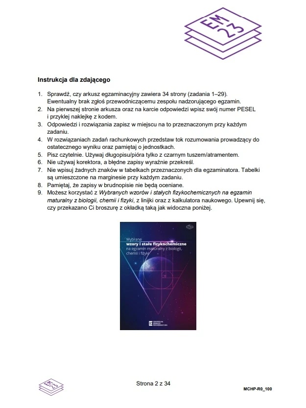Matura maj 2025. Chemia, poziom rozszerzony – strona 2