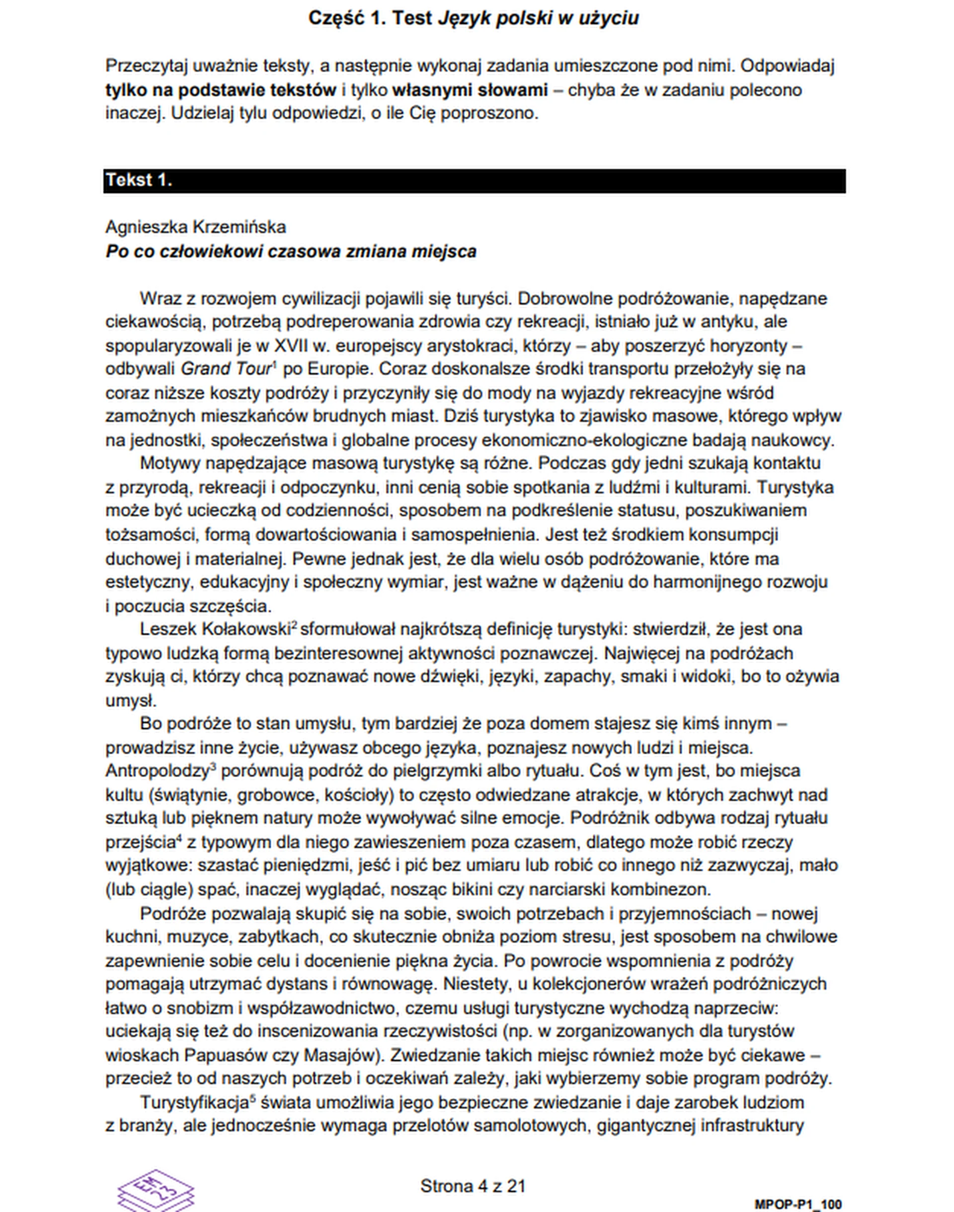 Matura maj 2023. Język polski, poziom podstawowy – strona 4