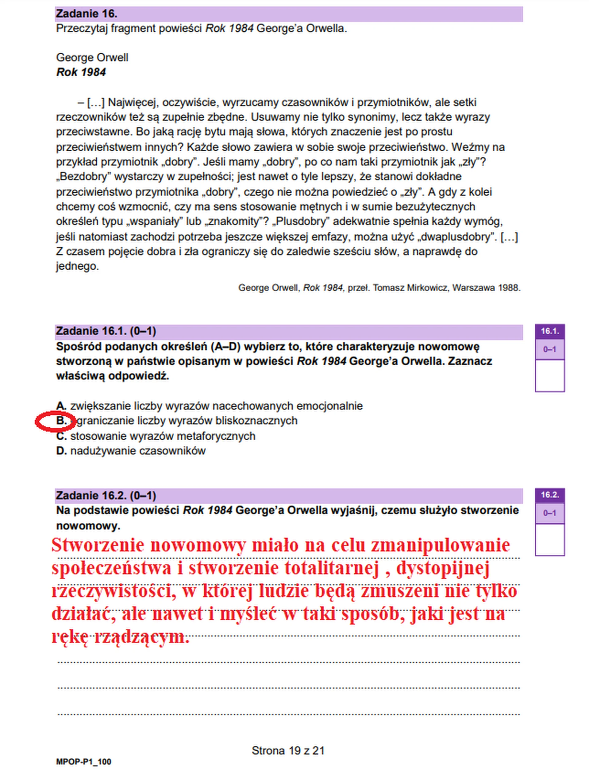 Matura maj 2023. Język polski, poziom podstawowy – strona 19