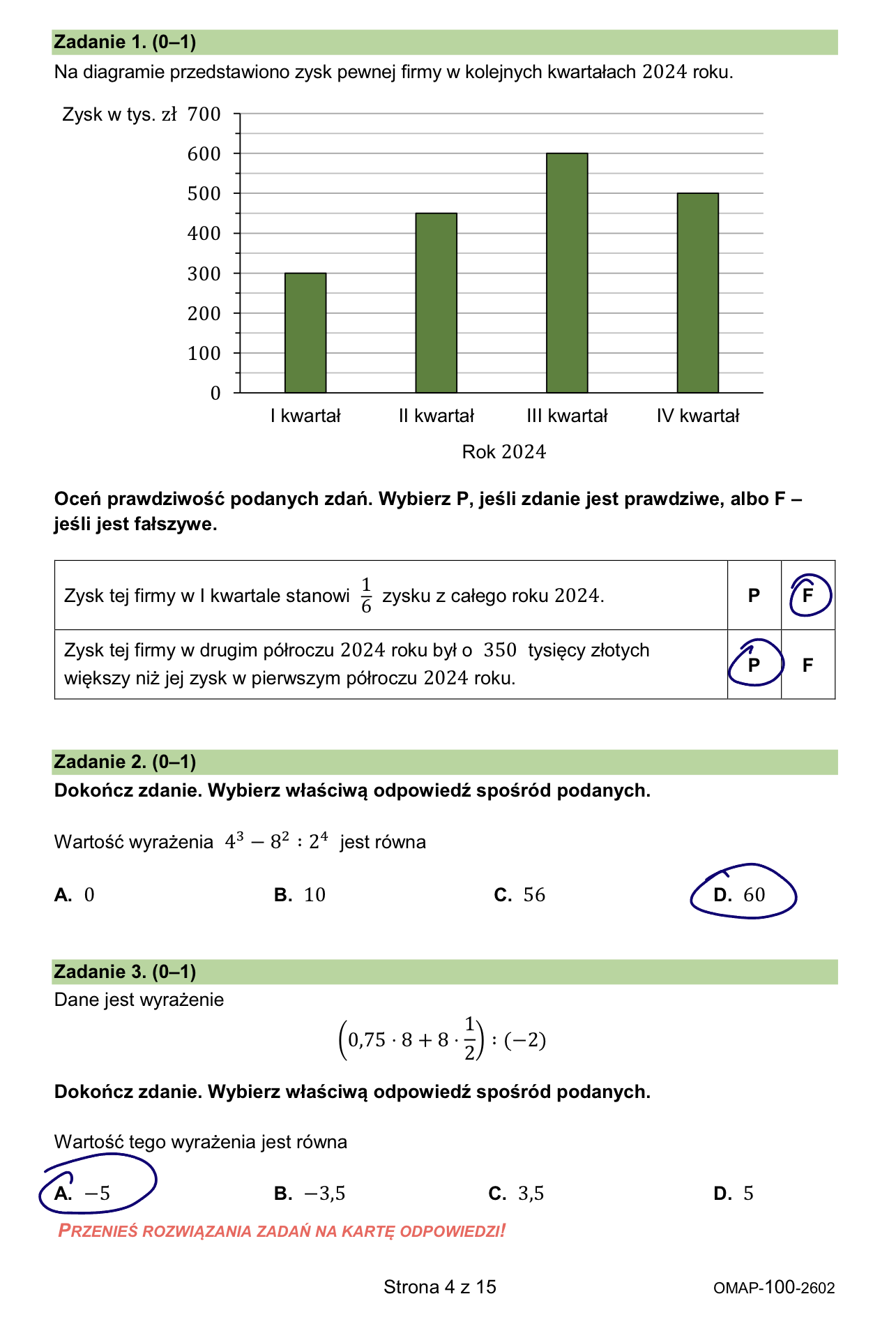 Próbny egzamin ósmoklasisty 2026. Matematyka – strona 1
