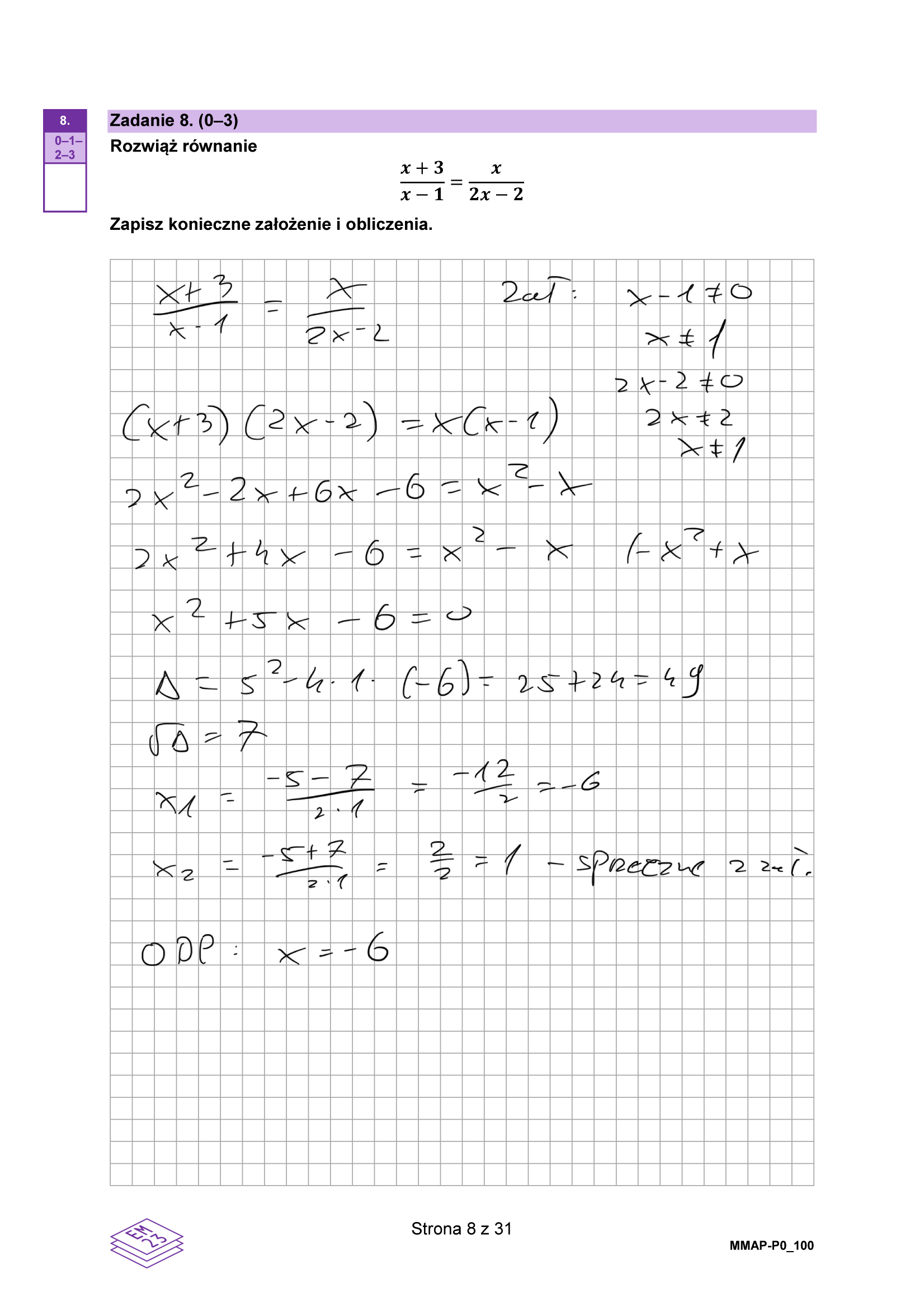 Matura grudzień 2024. Matematyka, poziom podstawowy – strona 8