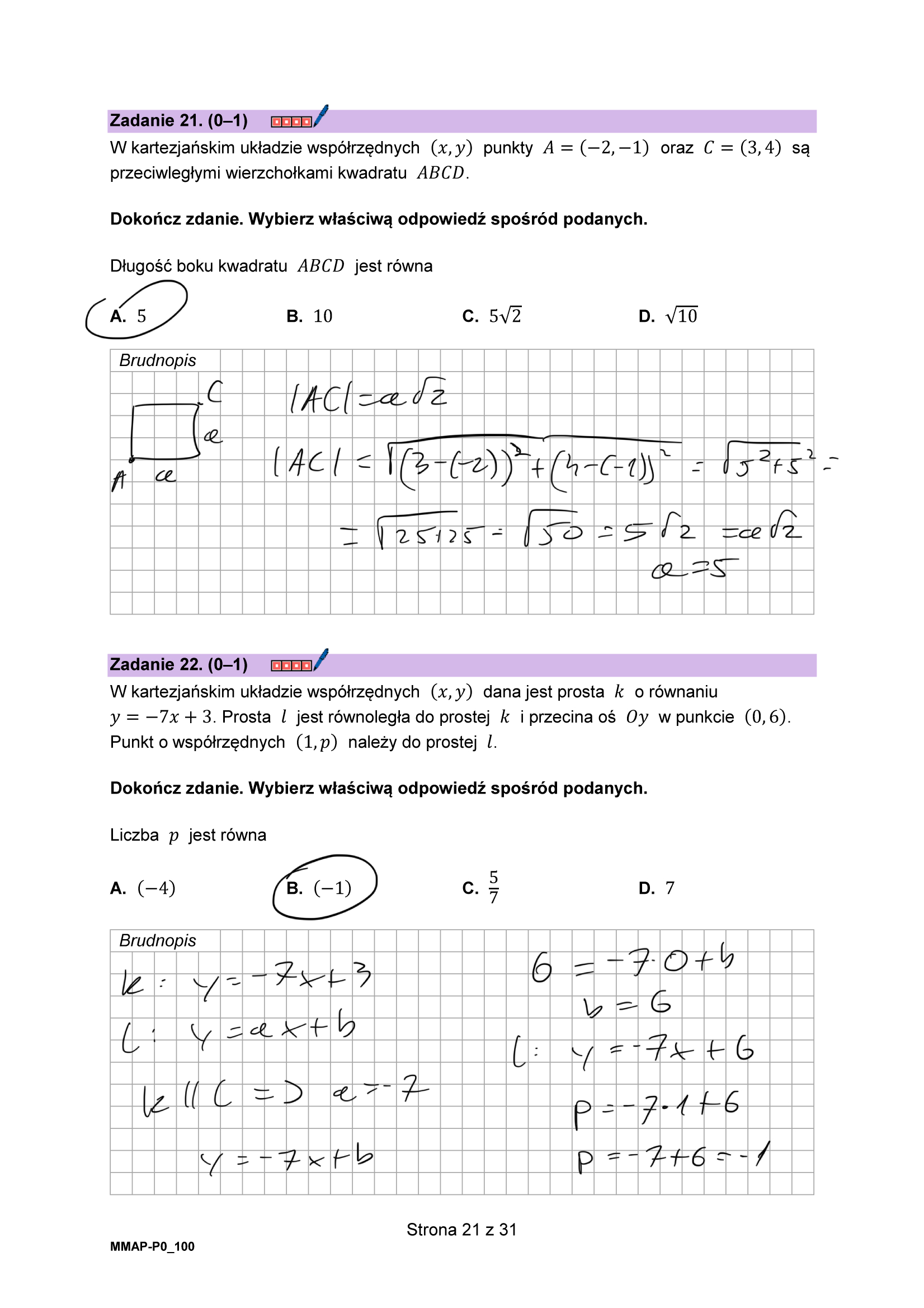 Matura grudzień 2024. Matematyka, poziom podstawowy – strona 21