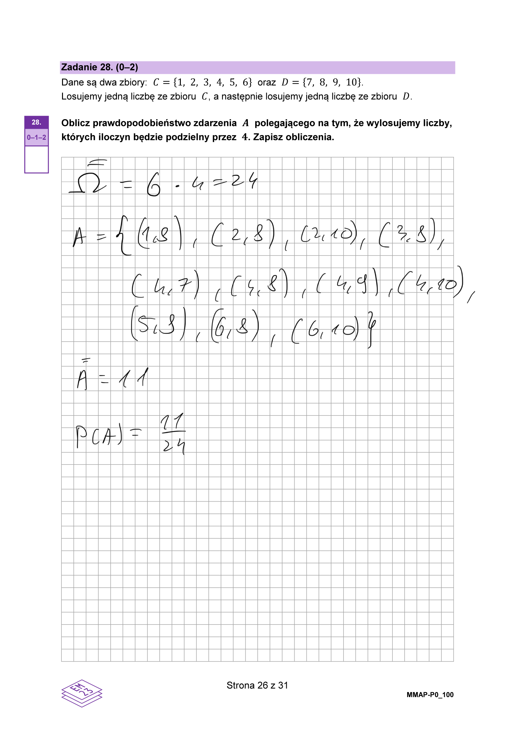 Matura grudzień 2024. Matematyka, poziom podstawowy – strona 26