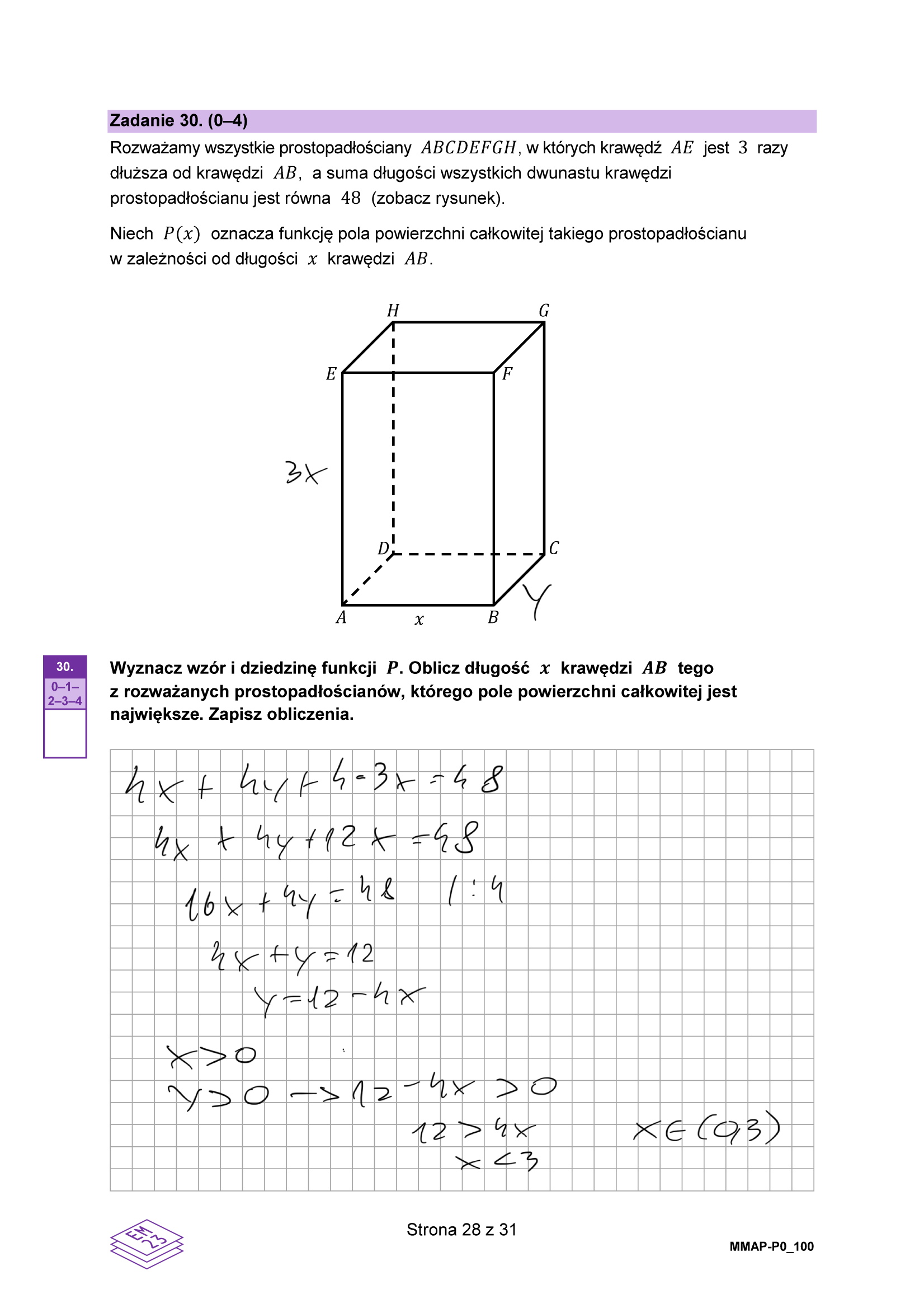 Matura grudzień 2024. Matematyka, poziom podstawowy – strona 28