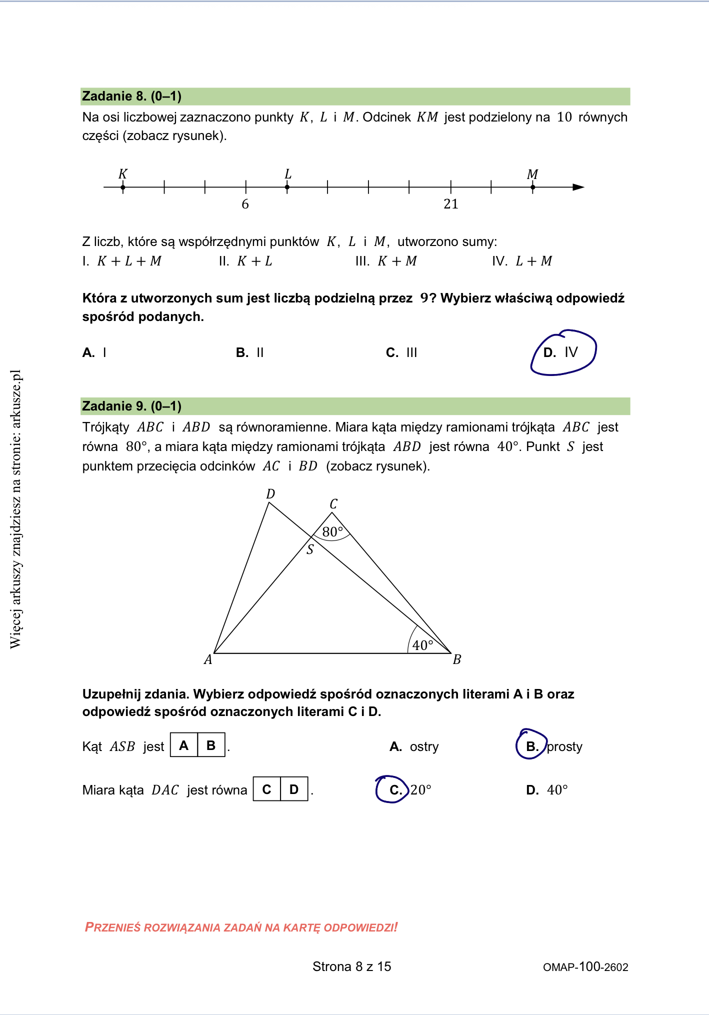 Próbny egzamin ósmoklasisty 2026. Matematyka – strona 8
