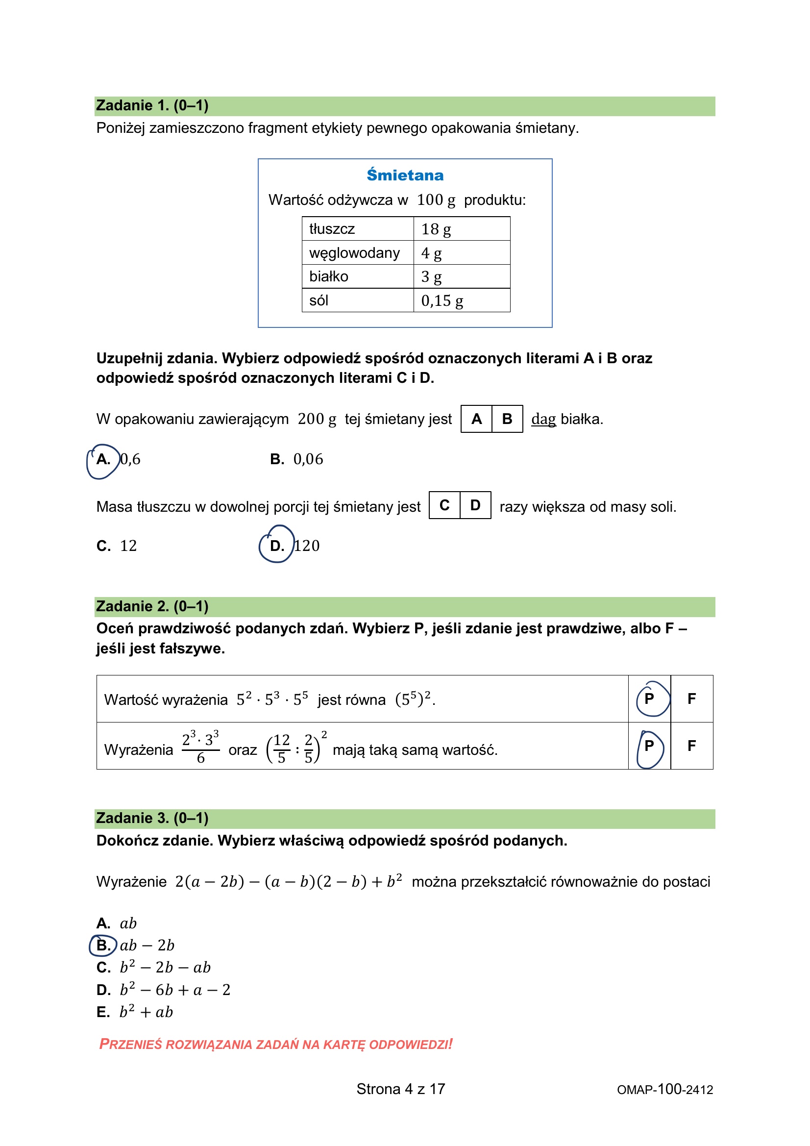 Próbny egzamin ósmoklasisty 2024. Matematyka – strona 4