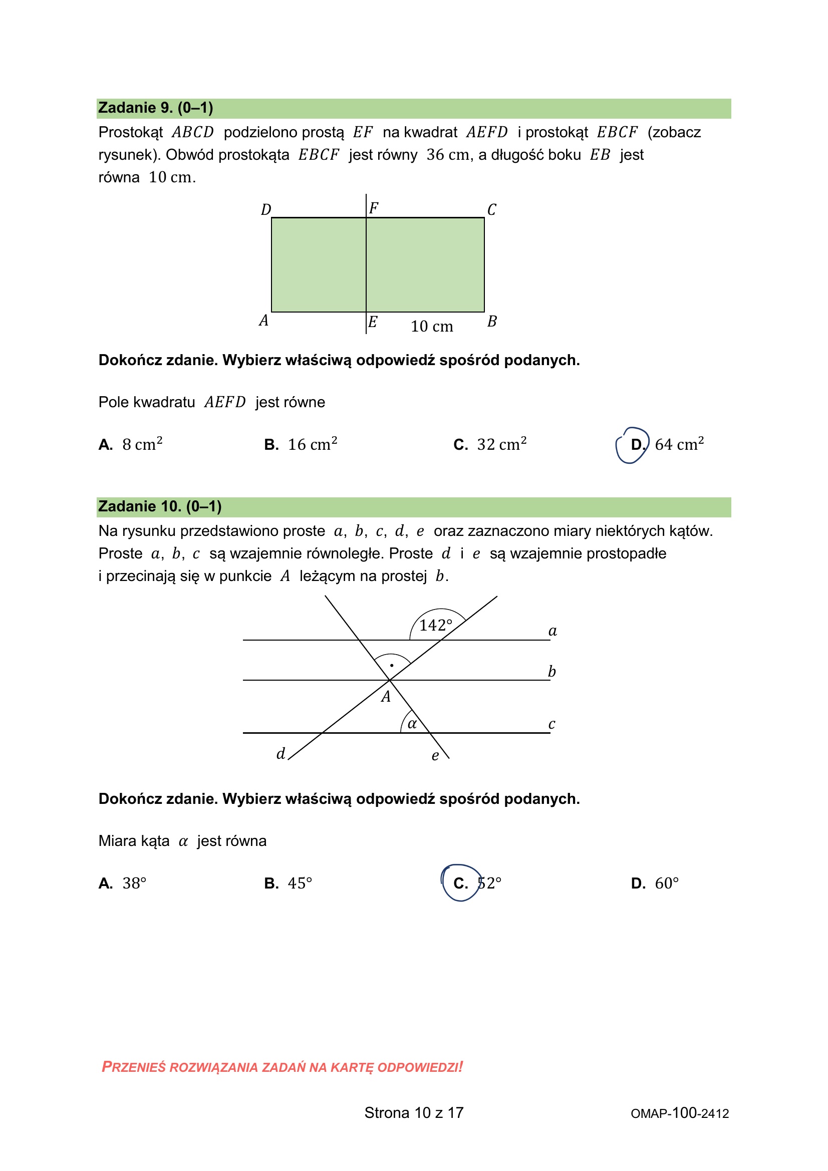 Próbny egzamin ósmoklasisty 2024. Matematyka – strona 10