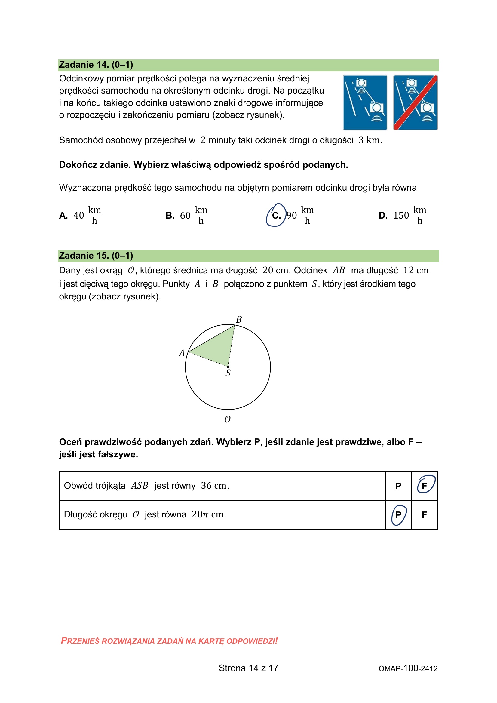 Próbny egzamin ósmoklasisty 2024. Matematyka – strona 14