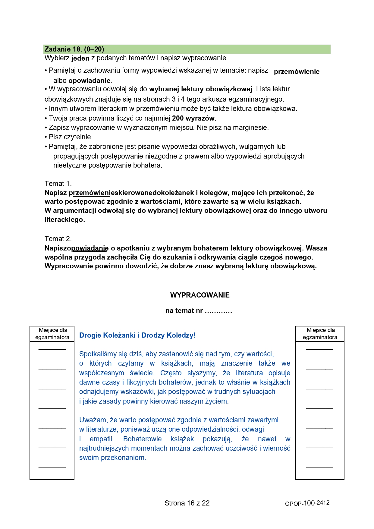 Próbny egzamin ósmoklasisty 2024. Język polski – strona 16