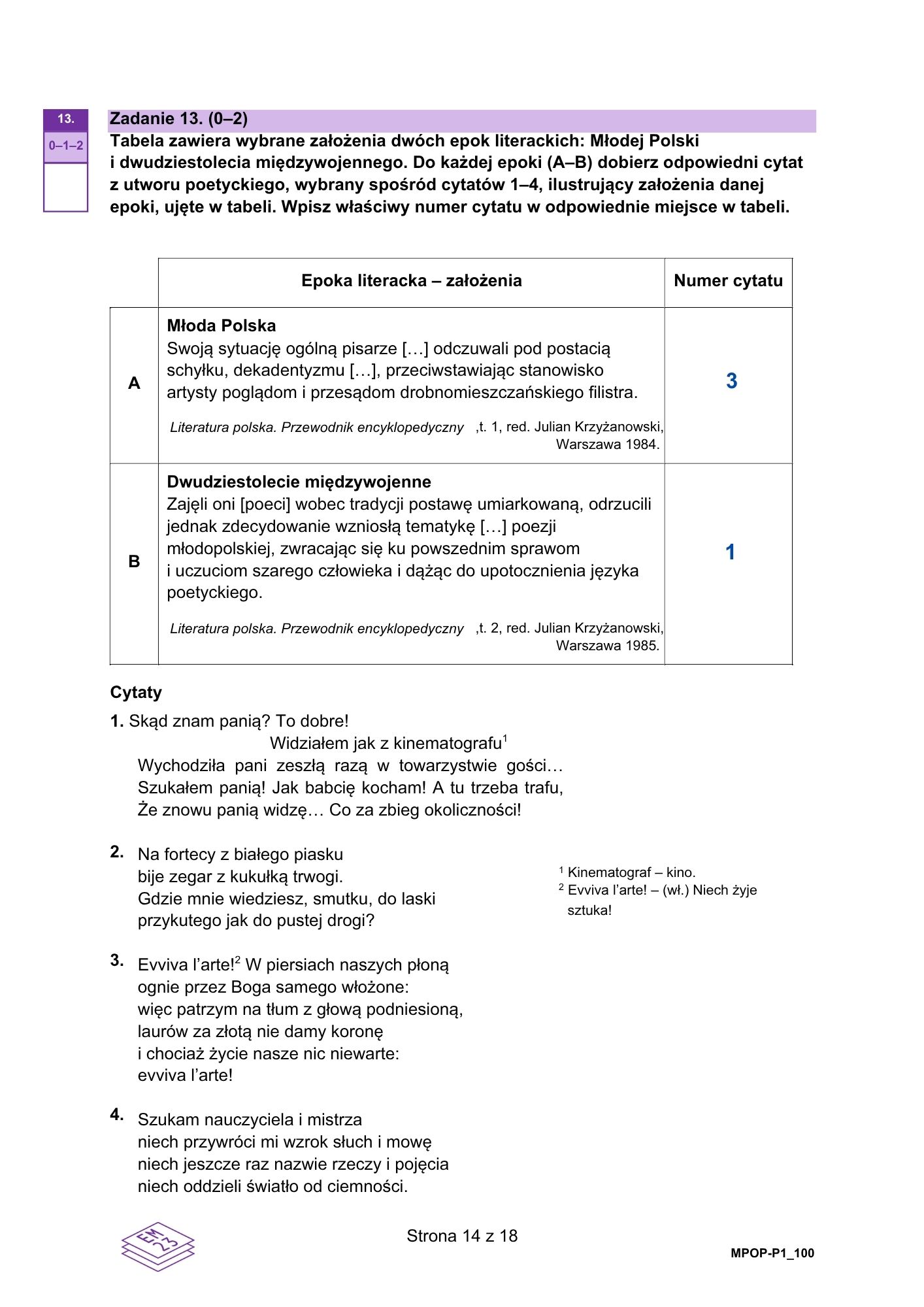 Matura dodatkowa 2026 z języka polskiego. Arkusz z odpowiedziami. Strona 14