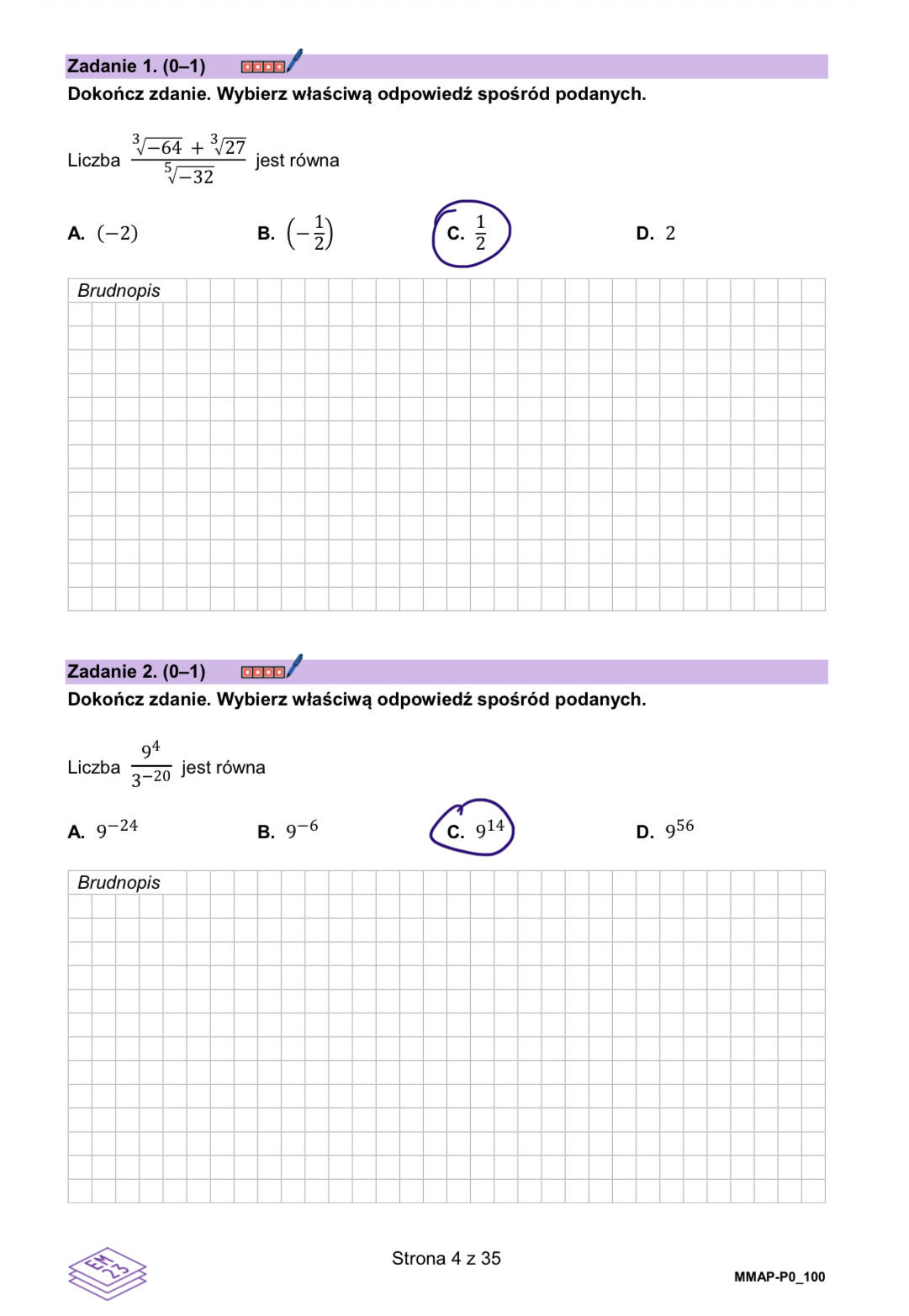 Matura dodatkowa 2026 z matematyki. Arkusz z odpowiedziami - zadania 1-2