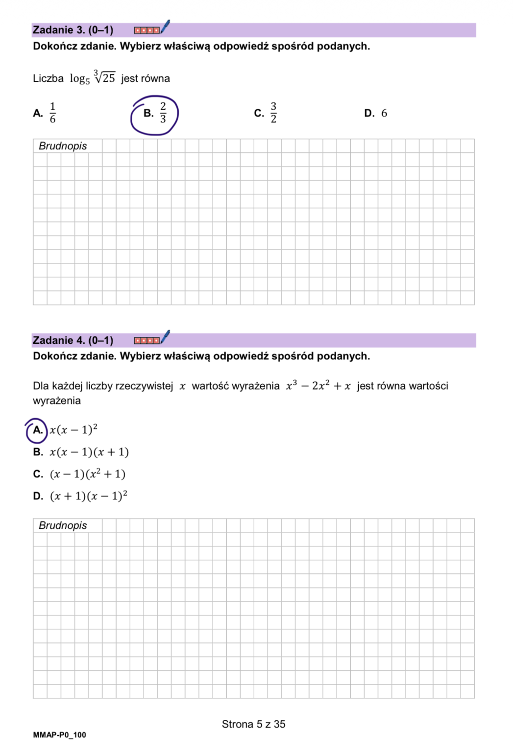 Matura dodatkowa 2026 z matematyki. Arkusz z odpowiedziami - zadania 3-4