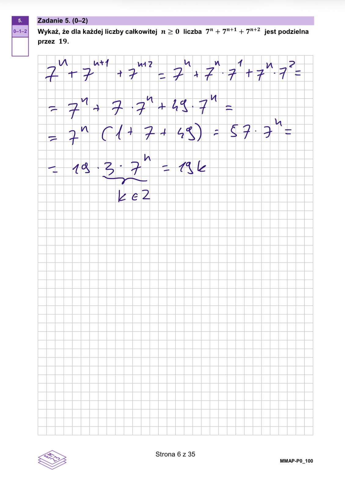 Matura dodatkowa 2026 z matematyki. Arkusz z odpowiedziami - zadanie 5